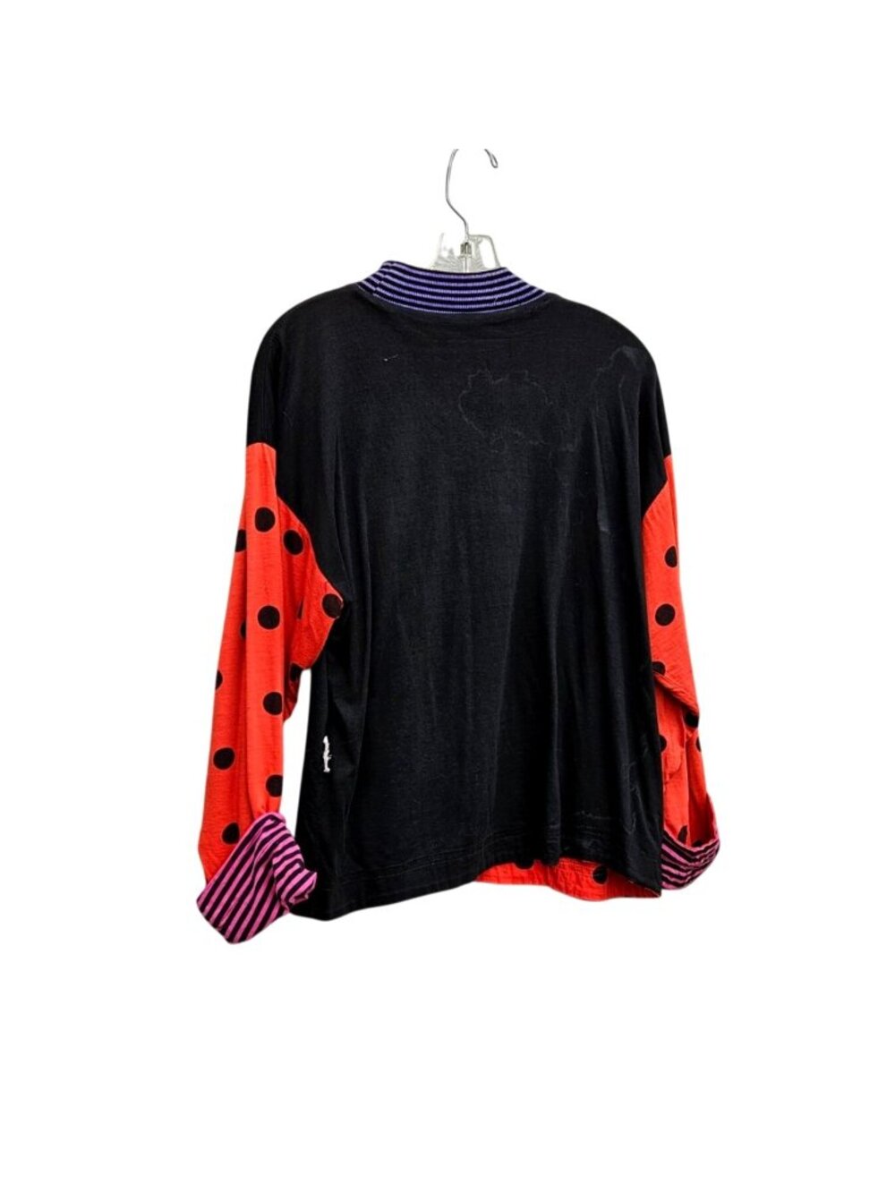 80s Reversible Polka Dot Stripe Graphic Cotton Top Unisex L/XL Mona Lisa - Picture 5 of 16